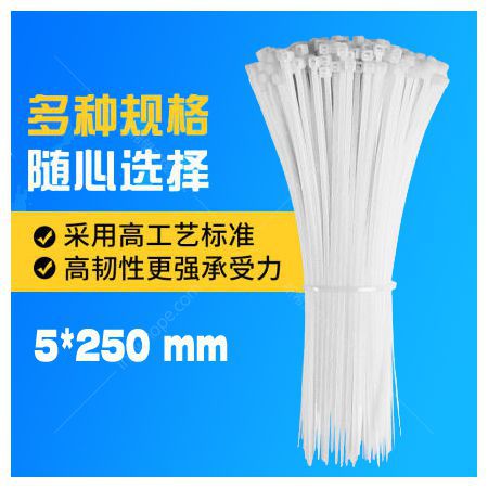 自鎖式扎帶 5*250mm 白色 尼龍扎帶 電纜扎帶 125條/包(實測數(shù))