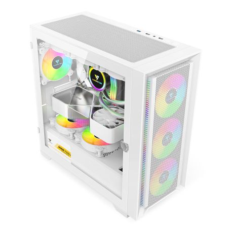 威盛 方舟360 支持360 280 240水冷40系列顯卡M-ATX主板 合頁(yè)側(cè)開(kāi)門鋼化玻璃側(cè)板 白色
