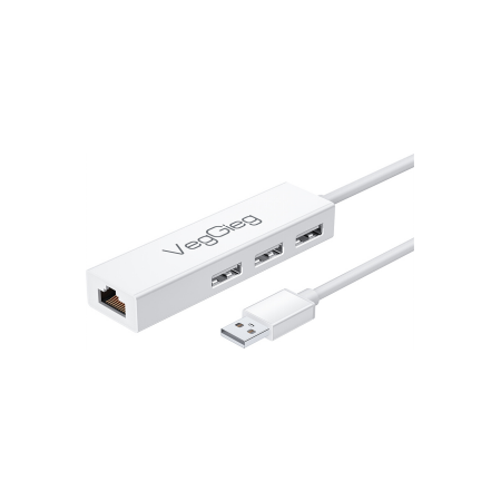 唯格 V-K404 白色 USB2.0百兆網(wǎng)卡+3口USB 2.0 HUB集線器