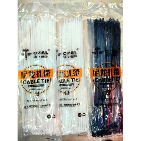 錘子 8X400 自鎖式塑料尼龍扎帶 白色 塑料扎帶打包捆綁固定綁帶束線帶 一包(100條)