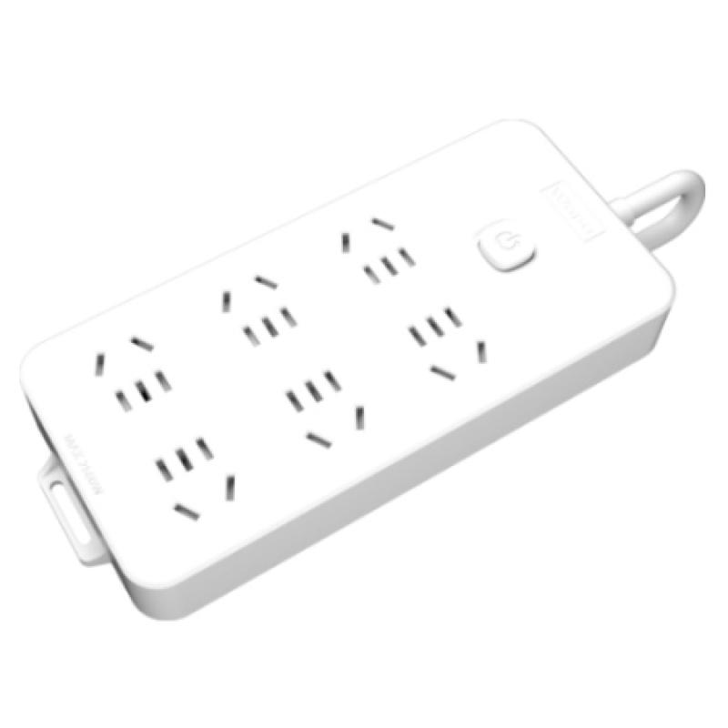 沃浦 CP600 六位總控延長線插座 6*五孔 2500W 線長3米 6個五孔 3*10電源線