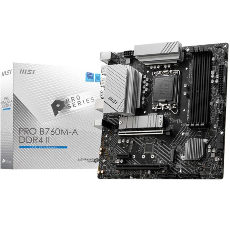 微星（MSI）PRO B760M-A DDR4 II 游戲電腦主板 支持 CPU 13600KF/12600KF/13400F(Intel B760/LGA 1700)
