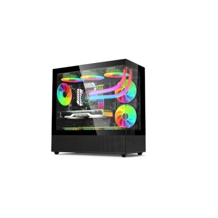 碩一V920黑 無(wú)立邊框海景房 ITX主板頂置360水冷臺(tái)式機(jī)電競(jìng)機(jī)箱