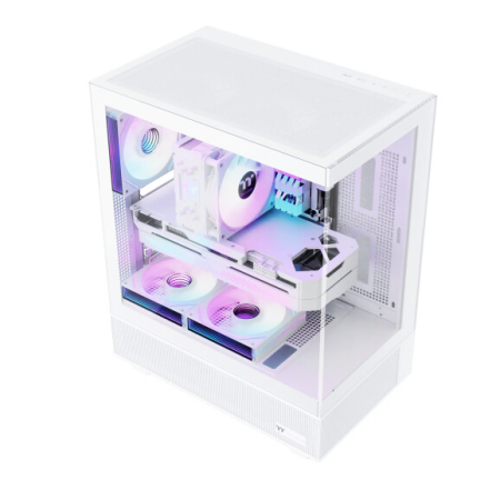 Thermaltake（Tt）鋼影透S mini 海景房機(jī)箱 電腦主機(jī)（ATX主板/支持240水冷/270°全景/雙面快拆）白色