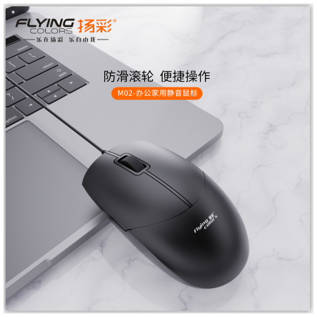 揚(yáng)彩 M02 有線商務(wù)鼠標(biāo) 靜音 黑色