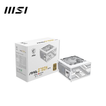 微星（MSI）PAG G750N WHITE白色額定750W游戲電腦金牌直出白色電源（80PLUS金牌/主動(dòng)式PFC/單路12V/LLC+SR+DC-DC) PAG G750N WHITE