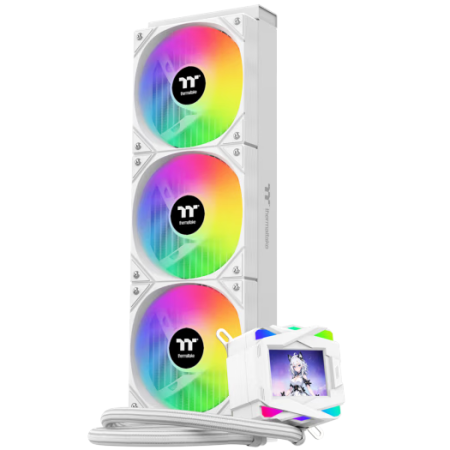 Thermaltake（Tt）鋼影Ultra360 一體式CPU水冷散熱器（液晶屏/ARGB風(fēng)扇/360冷排/多平臺） 白色