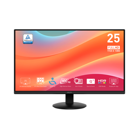 微星（MSI）PRO MP252L  24.5英寸 FHD 100Hz顯示器 HDR Ready 萊茵護眼認證 IPS面板 家用電競辦公護眼顯示屏