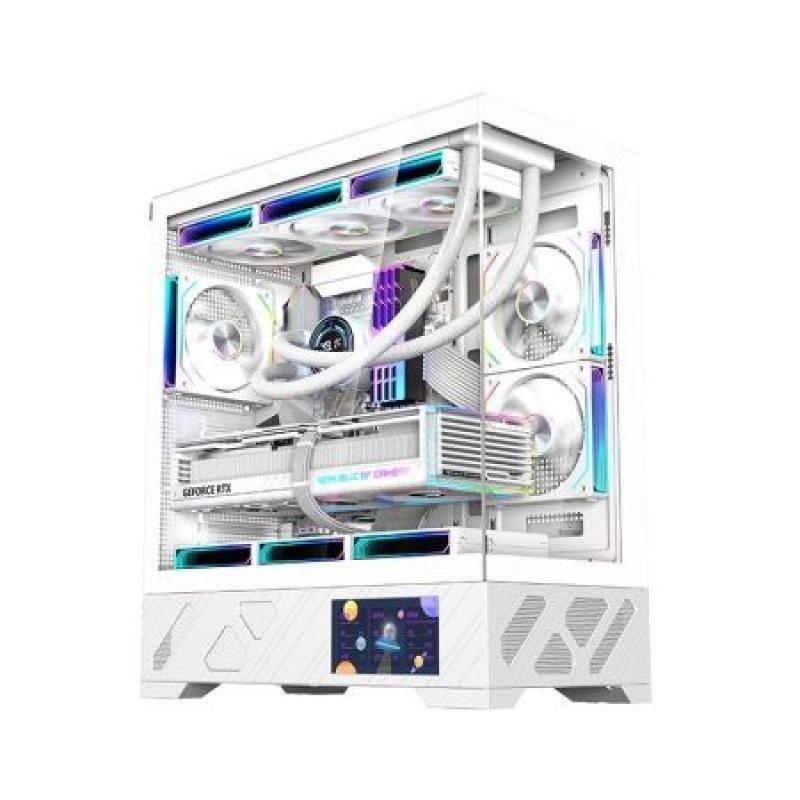 玩嘉 千禧ATX -副屏版 白色（無立柱270度海景房） 5.5寸顯示屏，支持自定義屏幕設(shè)置，顯示屏可互換位置，