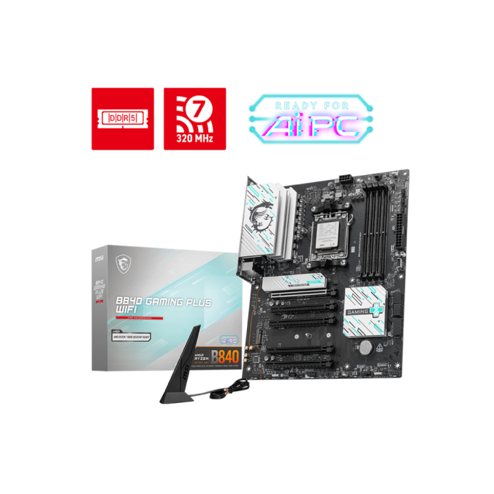 微星（MSI）B840 GAMING PLUS WIFI 7電腦主板 支持CPU 支持CPU AMD 9700X/9600X/7500F(AMD B840/AM5接口)