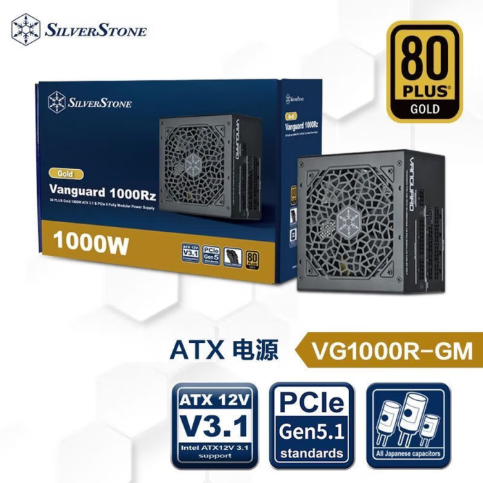 銀昕（SilverStone）銀昕1000W VG金牌全模ATX3.1電源 日系電容/風(fēng)扇啟停/五年保