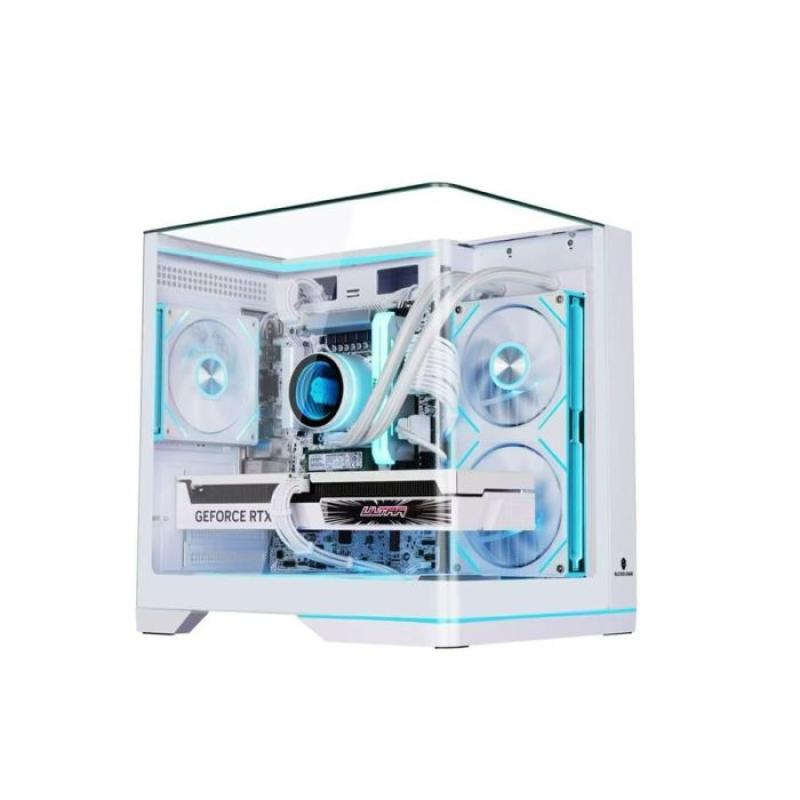 玩嘉 問界MINI 白色：MATX結(jié)構(gòu)，Tvpe-c接口， 一體曲面玻璃，三面?zhèn)韧?，自帶ARGB氛圍燈條，240水冷，顯卡限長33厘米