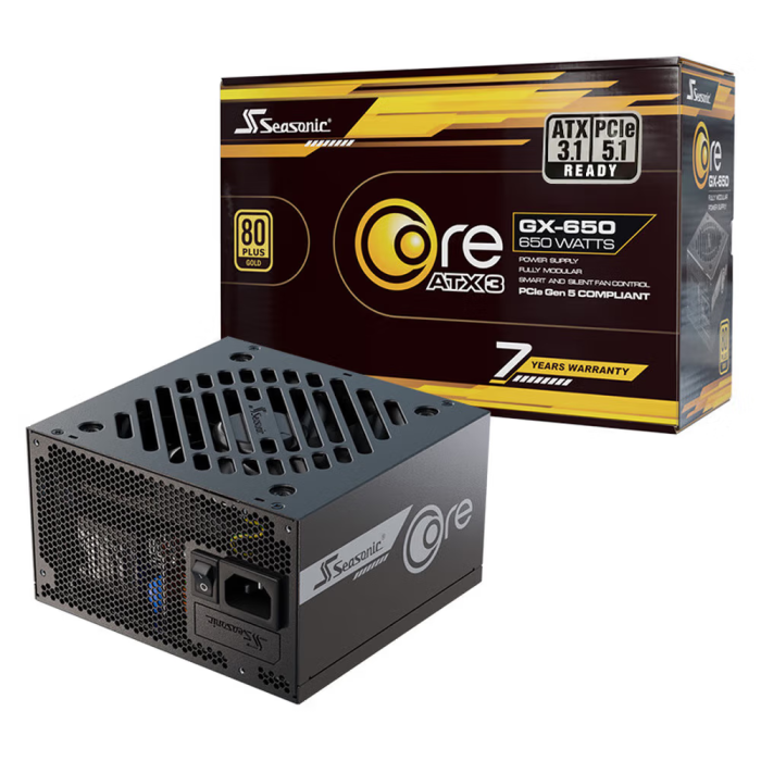 海韻 CORE GX 650W金牌電腦電源 白色 ATX3.1/PCIe5.1/12V-2x6 支持50系顯卡