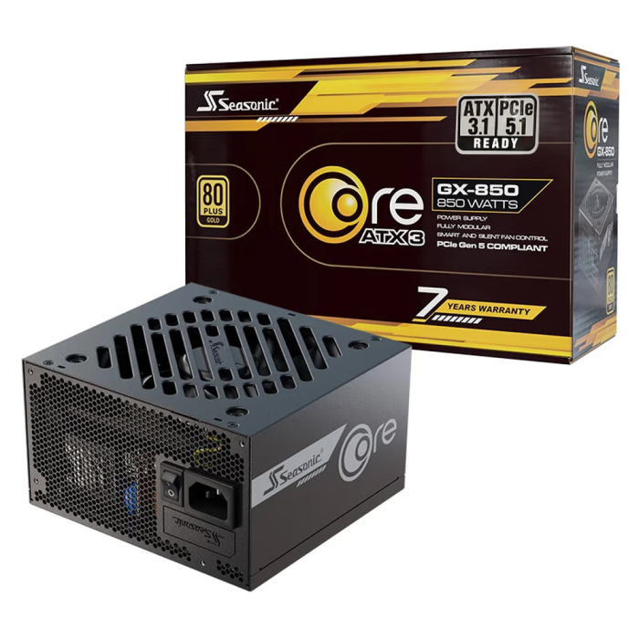 海韻 CORE GX850W ATX3金牌全模組電腦電源 白色 12V-2x6供電接口 全套壓紋模組線 七年質保