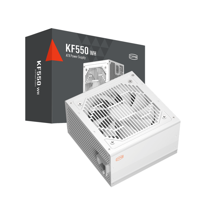 超頻三（PCCOOLER）額定550W KF550 白色 電腦主機(jī)電源 (80Plus白牌/主動(dòng)式PFC/支持背線/大單路12V） 白色電源/額定550W/蟒紋路/80Plus白牌/主動(dòng)式PFC/支持背線/大單路12V