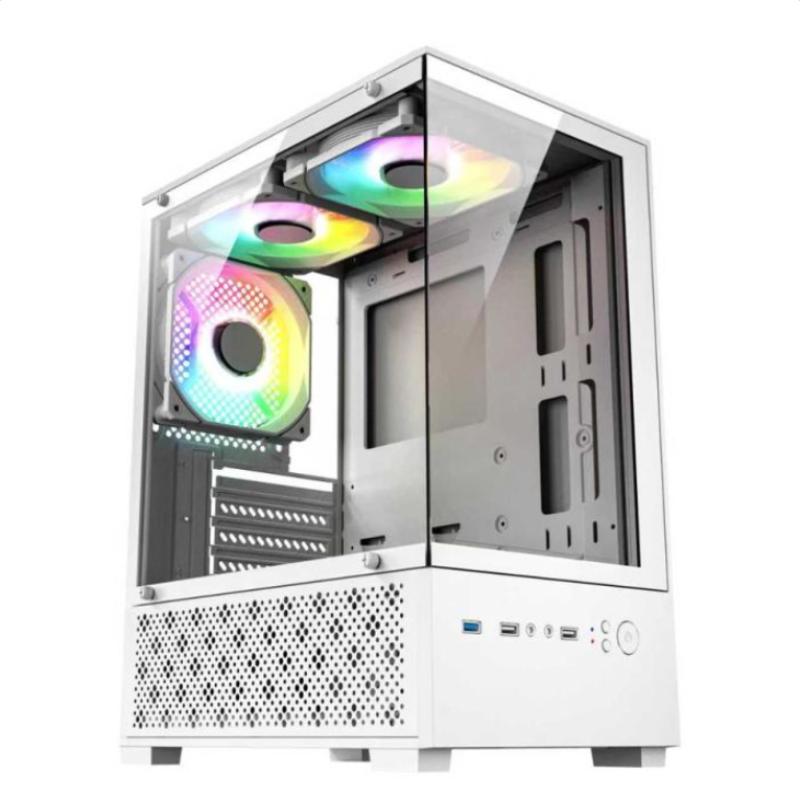 臺科中電  T8：白色 海景房， 支持：中小板+240水冷+U3，MATX結(jié)構(gòu)，