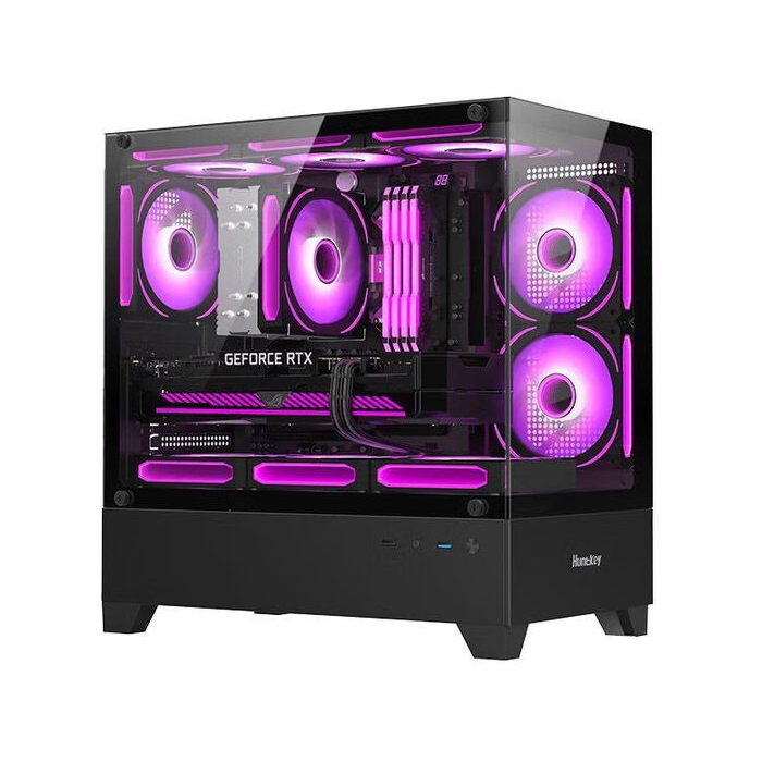 航嘉（Huntkey）GS520L 黑色 無(wú)立柱海景臺(tái)式機(jī)箱 matx /240 水冷