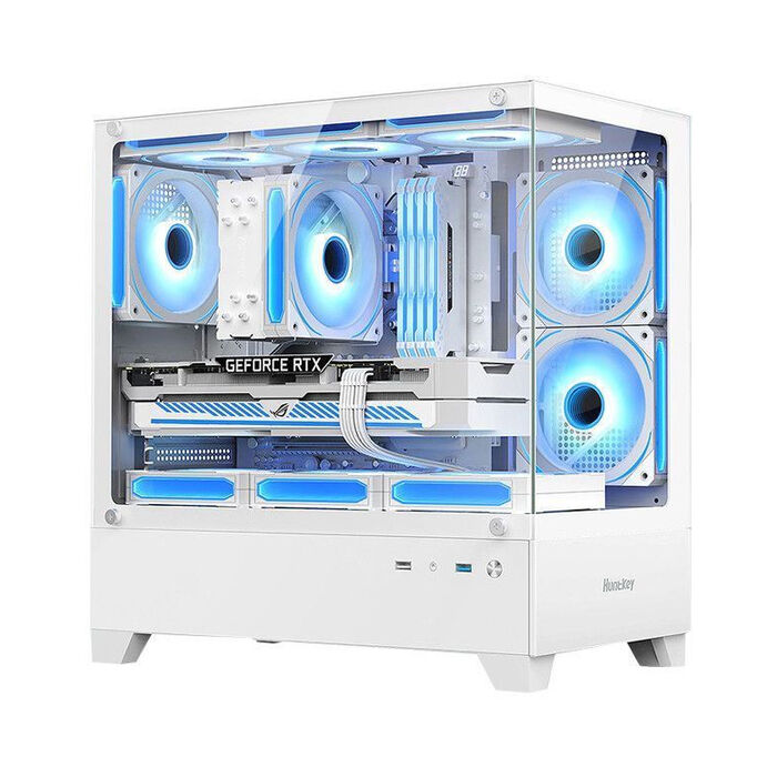 航嘉（Huntkey）GS520L 白色 無(wú)立柱海景臺(tái)式機(jī)箱 matx /240水冷