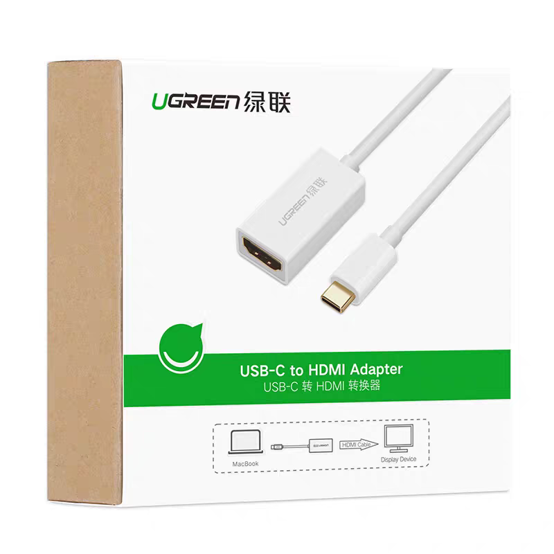 綠聯(lián) 40273 Type-C轉(zhuǎn)HDMI轉(zhuǎn)接線  白色 材質(zhì)：膠殼款 分辨率：4K/60Hz 主體尺寸：L49*W22.5*H11(mm) 包裝：袋裝