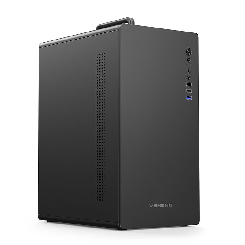 威盛 天祺-寬體厚板材手提USB3.0x1.2.0x2辦公臺(tái)式機(jī)電腦機(jī)箱 M-ATX ITX主板26厘米長(zhǎng)顯卡，支持4銅管6銅管風(fēng)扇