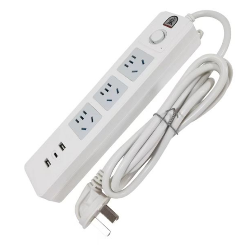 子彈頭 USB帶線插座板插排插板多孔USB插座2USB+PD充電】（三插位）全長1.8米TS-913U 適用于家用 辦公 宿舍