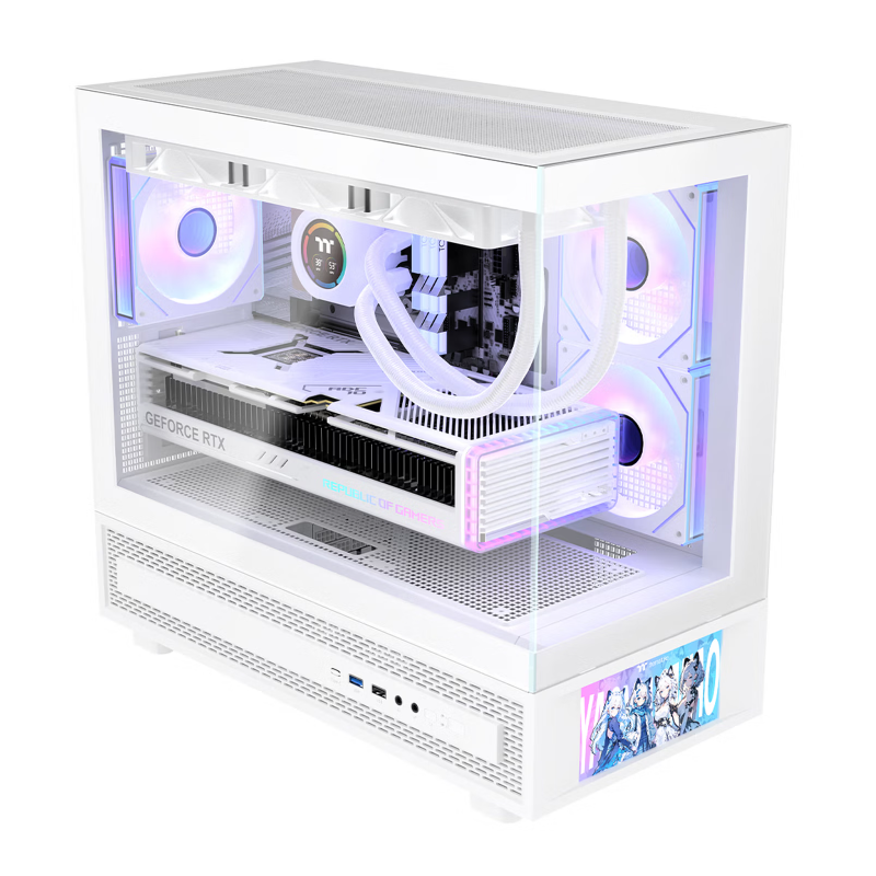 Tt 鋼影 透S-M PRO 海景房機箱 白色 MATX主板/支持360水冷 帶6寸屏幕