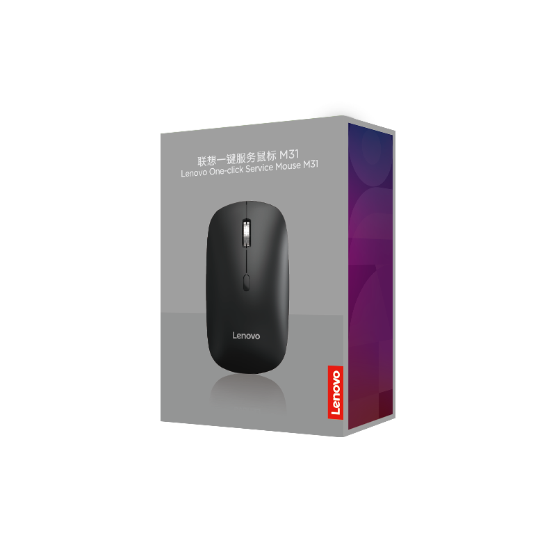 Lenovo聯(lián)想M31靜音 金屬滾輪2.4G+電池一對一對碼無線鼠標(biāo)灰色 無線鼠標(biāo)