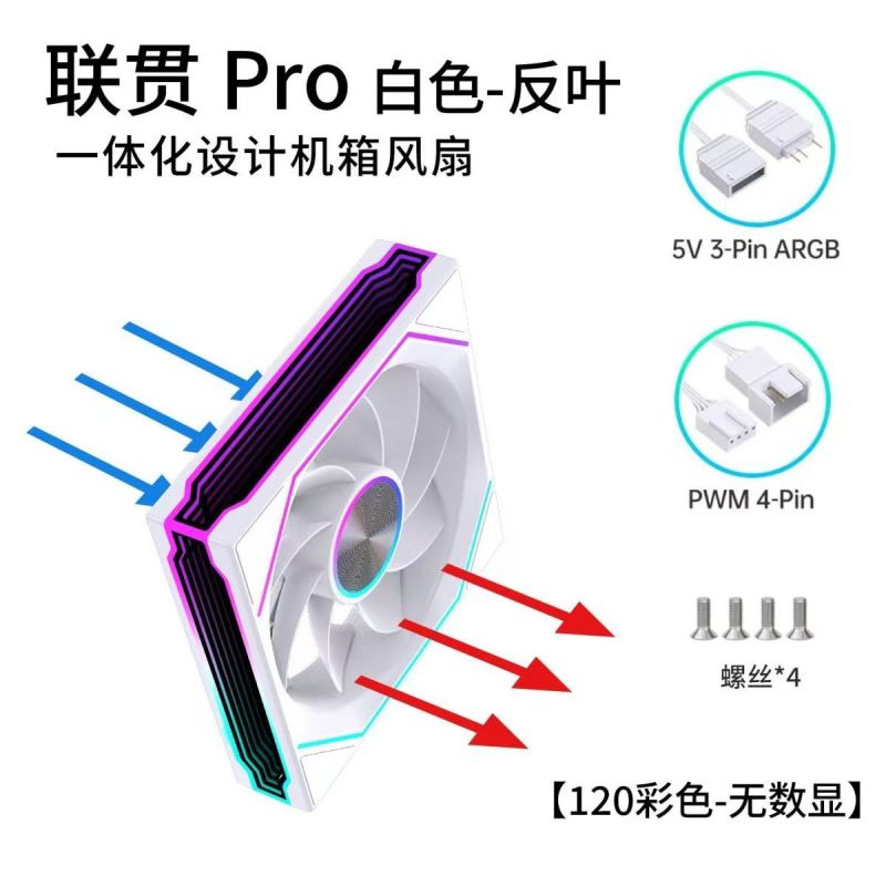 雷利酷聯(lián)貫PRO 120白色反葉 一體化機箱風扇