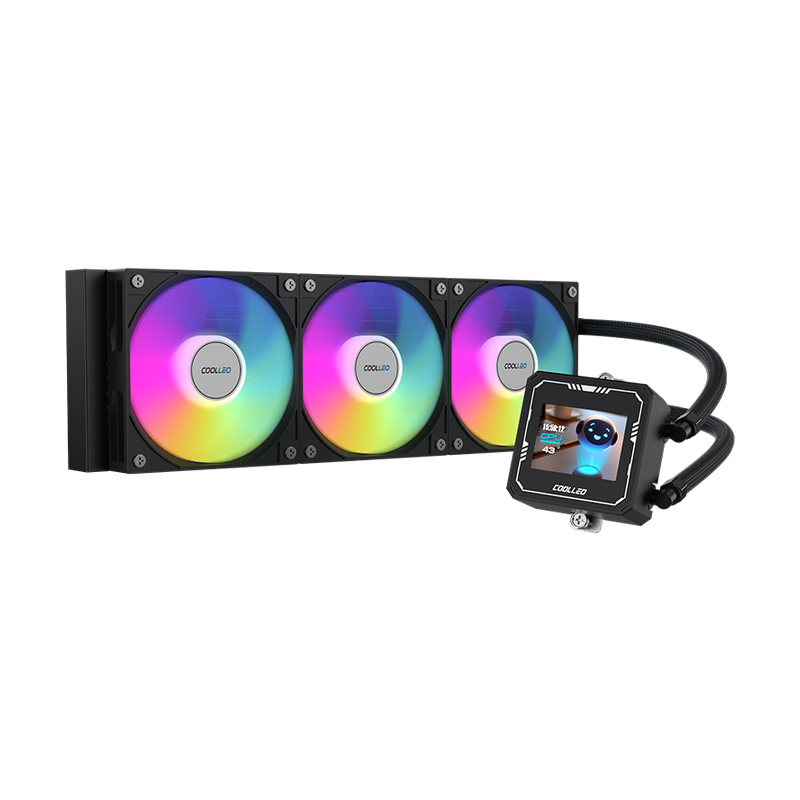 酷里奧 冰芯智顯360 ARGB 黑色 一體式水冷2.4時IPS高清屏幕 支持LGA115X/1200/1700/1851/AMD/AM4/AM5處理器
