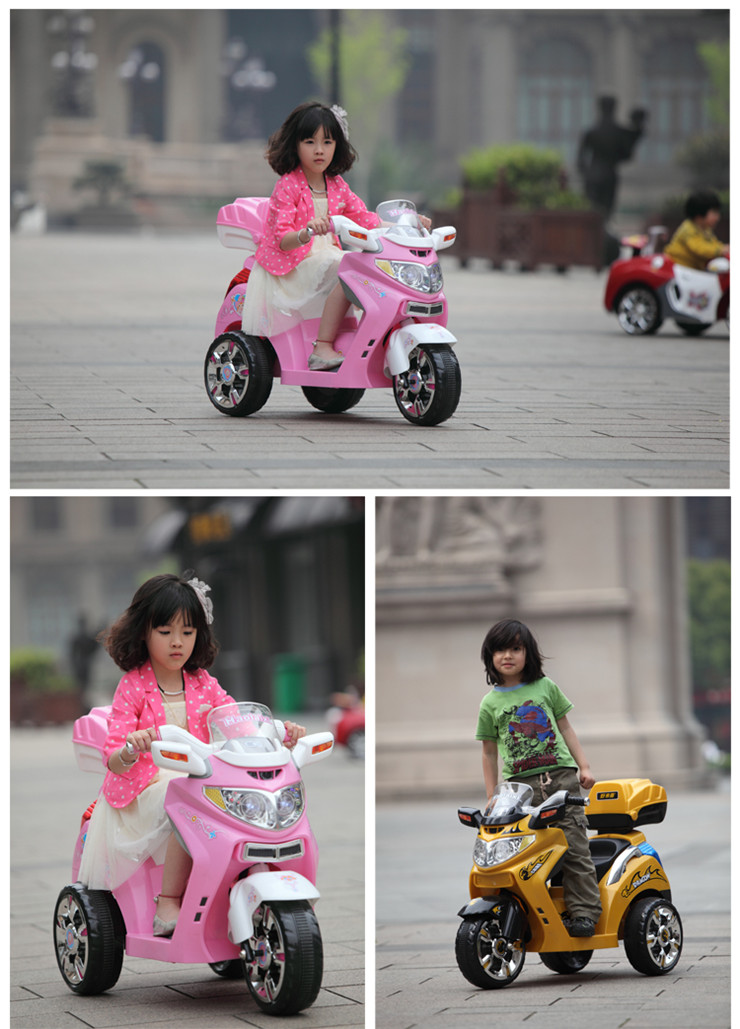 好来喜 sx1128 儿童电动车摩托车童车男女款 红/粉红色