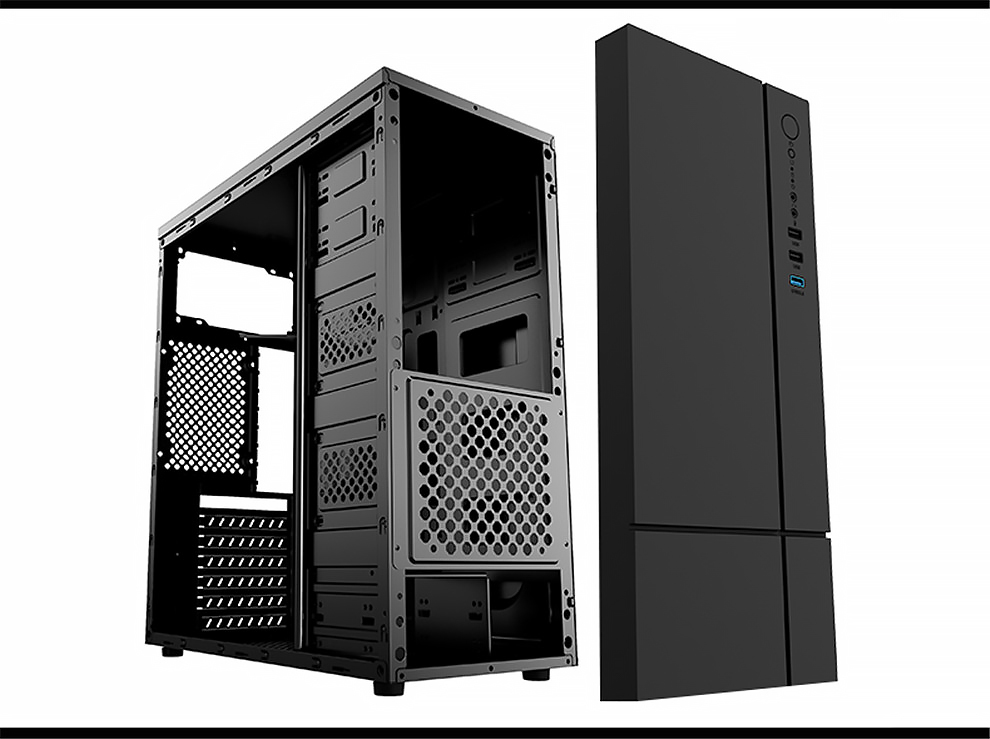 爱国者aigoa20黑色商务办公电脑机箱usb30ssdatxmatx