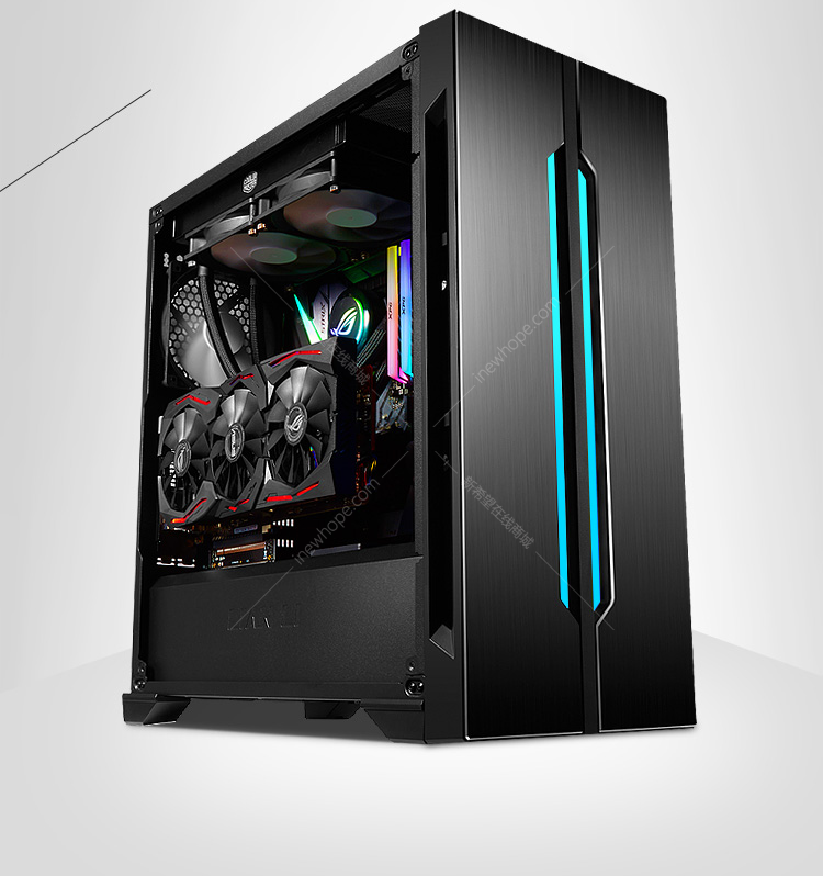 联立 双子座黑 游戏电脑机箱 rgb光控/钢化玻璃侧透/配2把风扇/支持e
