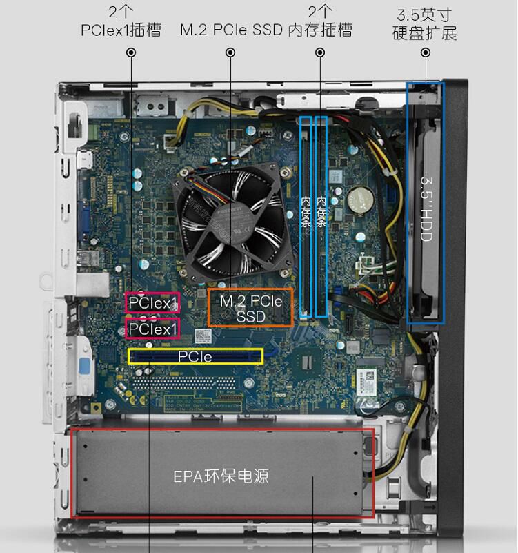 戴尔dellv388112n8r台式电脑g64004g1t集显无光驱win10单主机