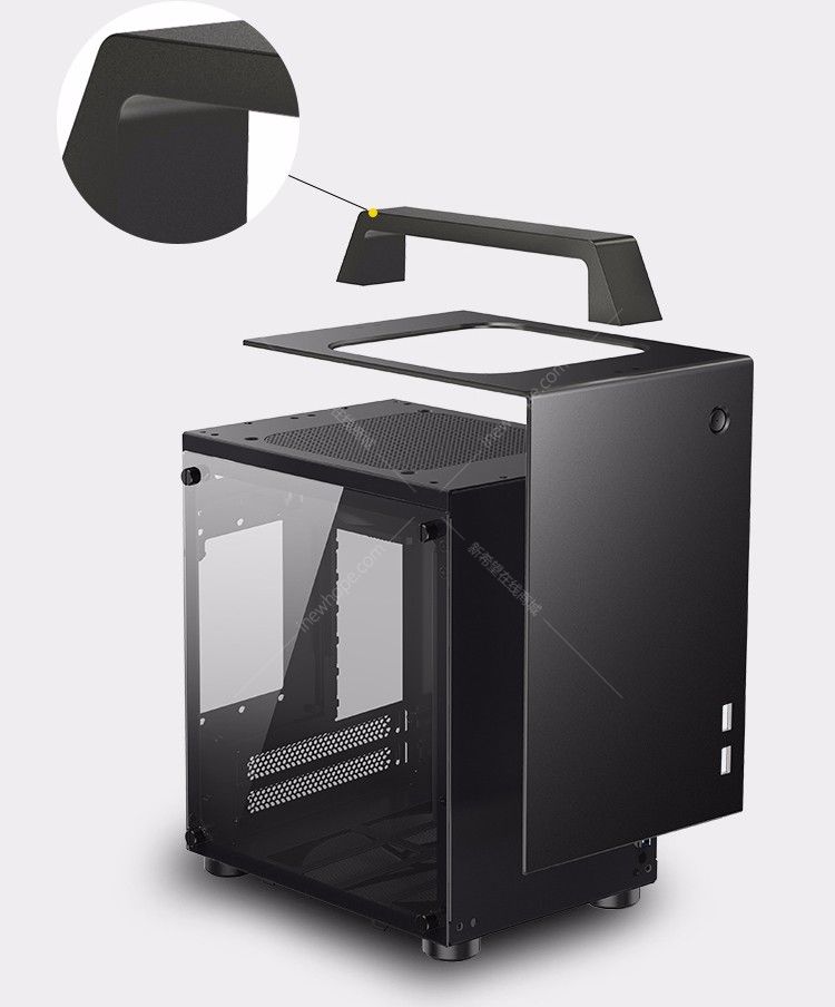 乔思伯 t8 手提便携式mini-itx迷你小机箱 铝质小钢炮钢化玻璃侧透