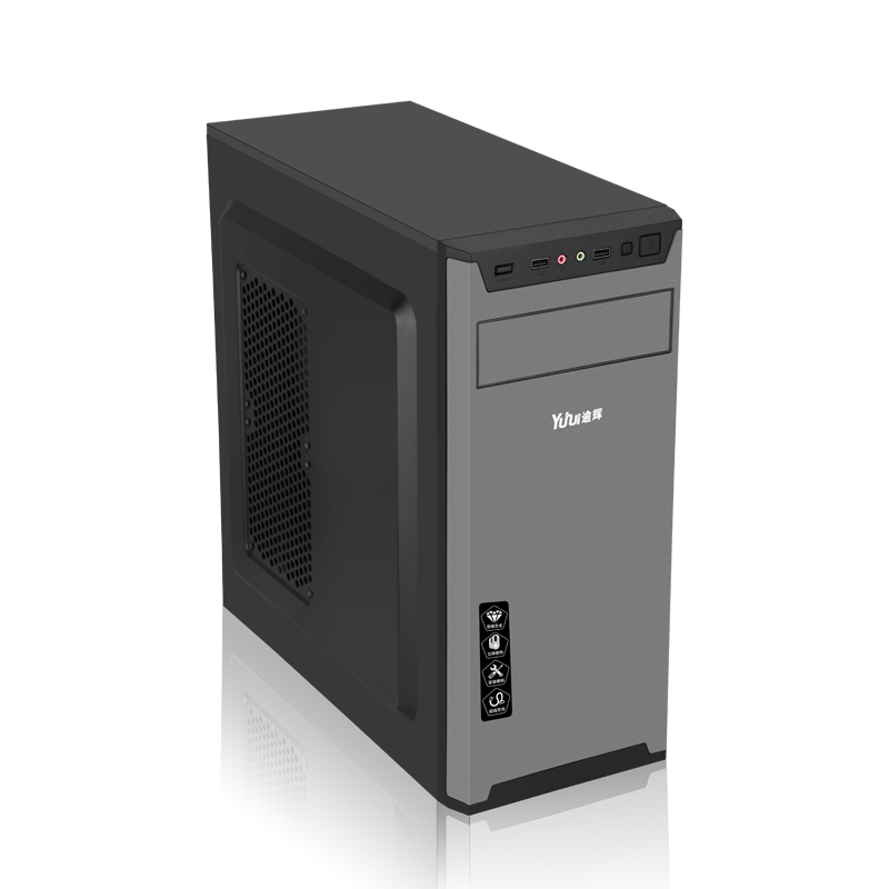 逾辉yuhui杰作1灰色商务家用机箱usb20支持ssd下置电源背部走线4个