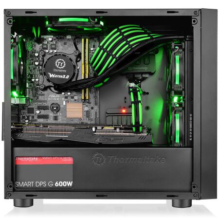 tt(thermaltake)启航者f1 mini小机箱水冷电脑主机 支持matx主板 黑色