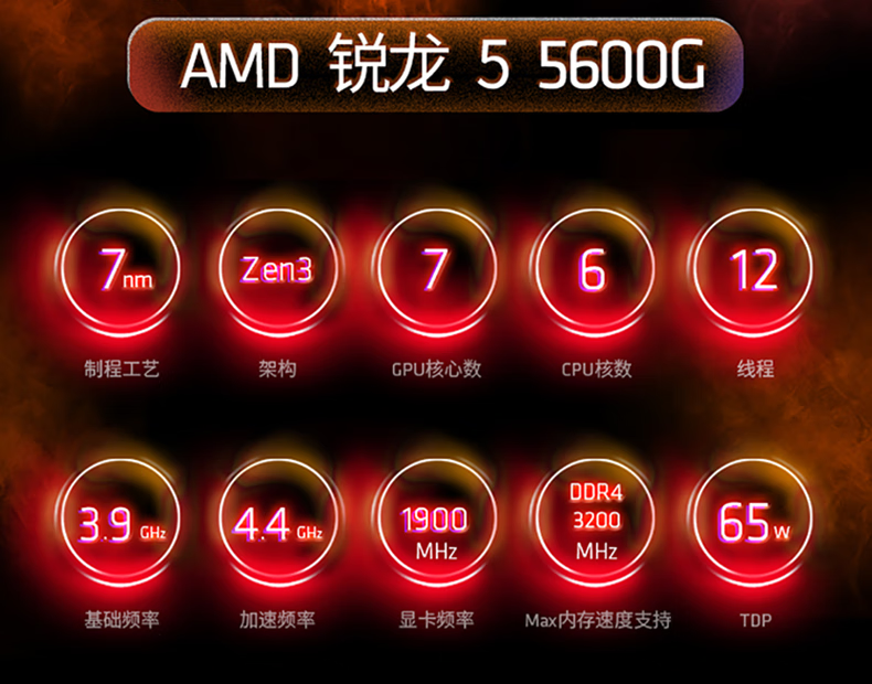 amd 锐龙r7 5700x cpu处理器台式机电脑核显游戏办公散片